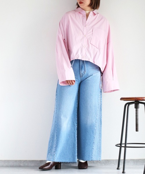 cepo(セポ)の「〈袖2way仕様〉クロップド丈 ビッグシルエットポケットシャツ(シャツ/ブラウス・レディース・オフホワイト/サックスブルー/ピンク/ベージュ・M)」の6枚目の写真