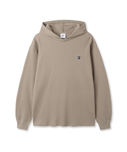 OY(オーワイ)の「『OY/オーワイ』 KNIT HOODED LONG SLEEVE/ニットフード長袖カットソー(Tシャツ/カットソー・レディース・カーキ/ブラック・XL/M)」の2枚目の写真