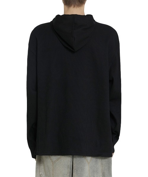 OY(オーワイ)の「『OY/オーワイ』 KNIT HOODED LONG SLEEVE/ニットフード長袖カットソー(Tシャツ/カットソー・レディース・カーキ/ブラック・XL/M)」の5枚目の写真