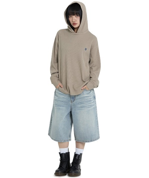 OY(オーワイ)の「『OY/オーワイ』 KNIT HOODED LONG SLEEVE/ニットフード長袖カットソー(Tシャツ/カットソー・レディース・カーキ/ブラック・XL/M)」の11枚目の写真