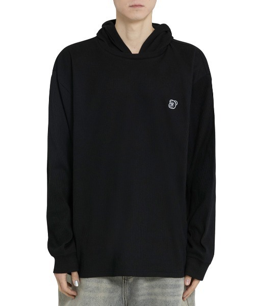 OY(オーワイ)の「『OY/オーワイ』 KNIT HOODED LONG SLEEVE/ニットフード長袖カットソー(Tシャツ/カットソー・レディース・カーキ/ブラック・XL/M)」の3枚目の写真