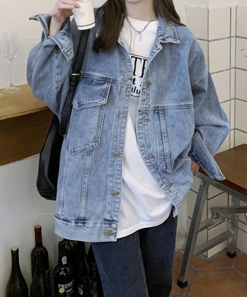 aimoha（アイモハ）の「アシメポケット オーバーサイズデニムジャケット（デニムジャケット・レディース・ブルー・SMALL/MEDIUM/LARGE）」の8枚目の写真
