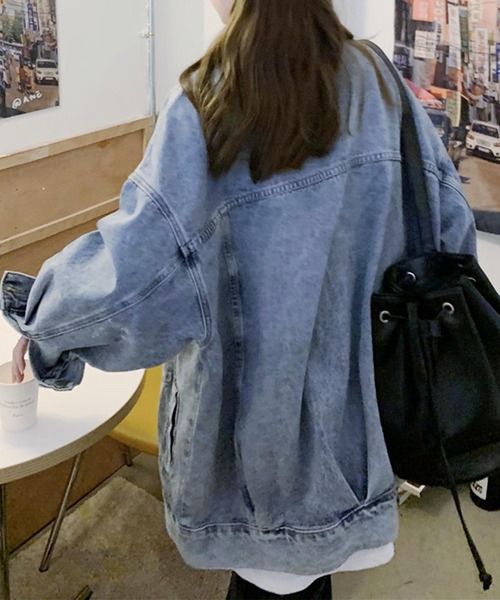 aimoha（アイモハ）の「アシメポケット オーバーサイズデニムジャケット（デニムジャケット・レディース・ブルー・SMALL/MEDIUM/LARGE）」の14枚目の写真