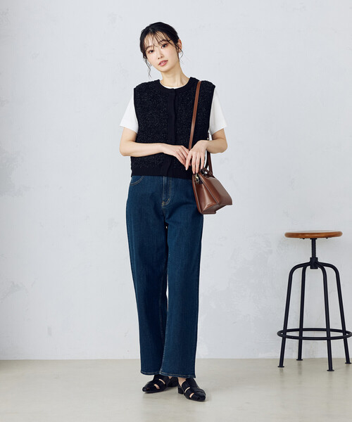 COMME CA ISM(コムサイズム)の「前後2WAY ツイードニットベスト(ベスト・レディース・アイボリー/ブラック・FREE)」の3枚目の写真