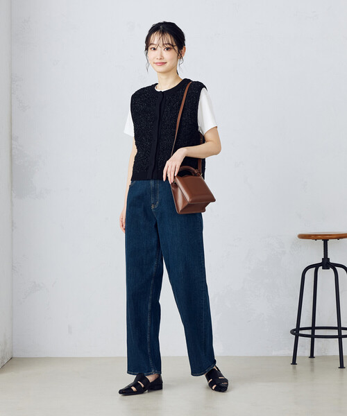 COMME CA ISM(コムサイズム)の「前後2WAY ツイードニットベスト(ベスト・レディース・アイボリー/ブラック・FREE)」の4枚目の写真