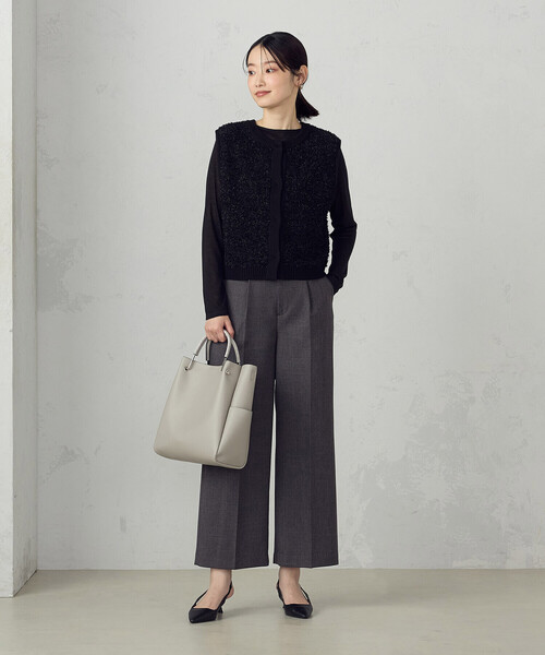 COMME CA ISM(コムサイズム)の「前後2WAY ツイードニットベスト(ベスト・レディース・アイボリー/ブラック・FREE)」の5枚目の写真