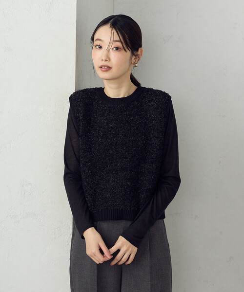 COMME CA ISM(コムサイズム)の「前後2WAY ツイードニットベスト(ベスト・レディース・アイボリー/ブラック・FREE)」の8枚目の写真