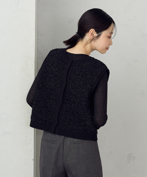 COMME CA ISM(コムサイズム)の「前後2WAY ツイードニットベスト(ベスト・レディース・アイボリー/ブラック・FREE)」の10枚目の写真