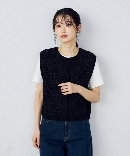 COMME CA ISM(コムサイズム)の「前後2WAY ツイードニットベスト(ベスト・レディース・アイボリー/ブラック・FREE)」の12枚目の写真