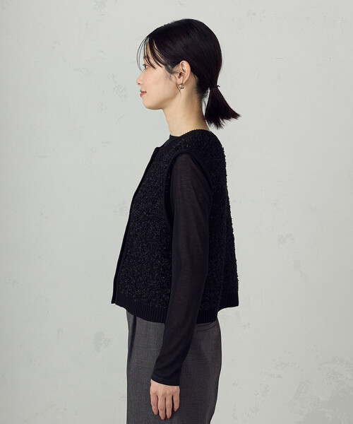 COMME CA ISM(コムサイズム)の「前後2WAY ツイードニットベスト(ベスト・レディース・アイボリー/ブラック・FREE)」の14枚目の写真