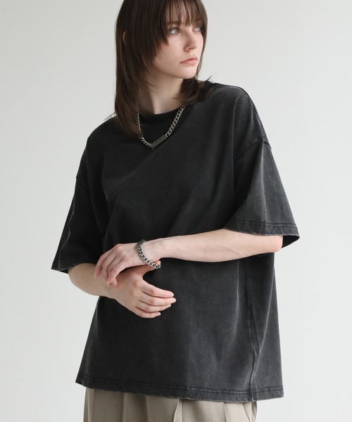 ELLUV/エルヴ】ヴィンテージスノー加工 オーバー半袖Tシャツ（Tシャツ