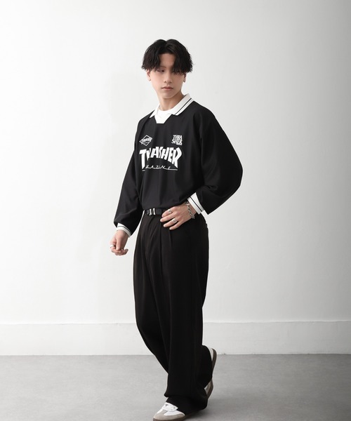 THRASHER（スラッシャー）の「【THRASHER】 襟付き ゲームシャツ ロングスリーブ Tシャツ / 長袖 ゲームシャツ / ロンT（Tシャツ/カットソー・メンズ・ホワイト/ブラック・MEDIUM/LARGE）」の6枚目の写真