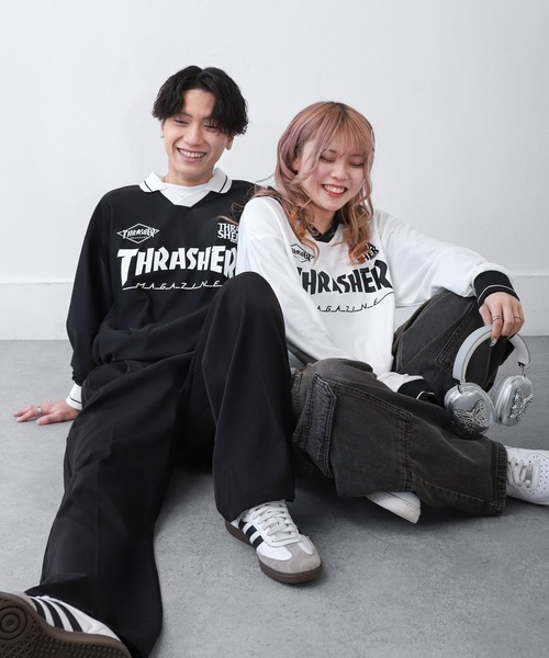THRASHER（スラッシャー）の「【THRASHER】 襟付き ゲームシャツ ロングスリーブ Tシャツ / 長袖 ゲームシャツ / ロンT（Tシャツ/カットソー・メンズ・ホワイト/ブラック・MEDIUM/LARGE）」の13枚目の写真