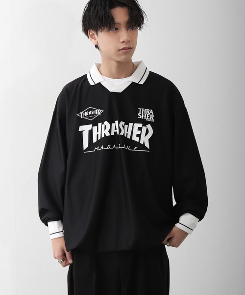 セール】【THRASHER】 襟付き ゲームシャツ ロングスリーブ Tシャツ
