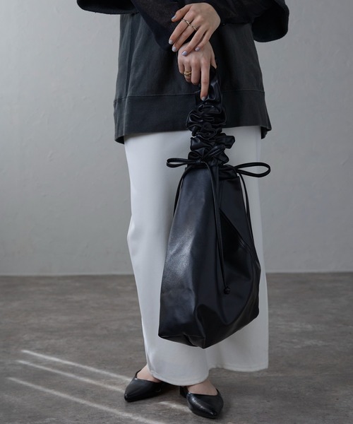 セール】2WAY くしゅくしゅリボン ギャザーバッグ（ショルダーバッグ