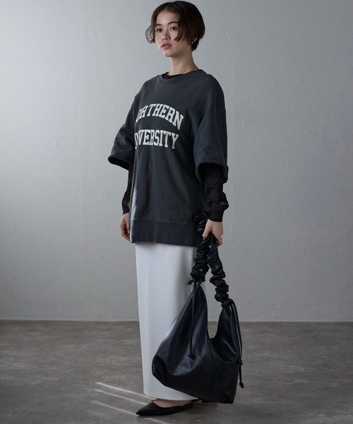 トライアングルギャザーPUレザーバッグ（ショルダーバッグ）｜Bonjour Sagan（ボンジュールサガン）