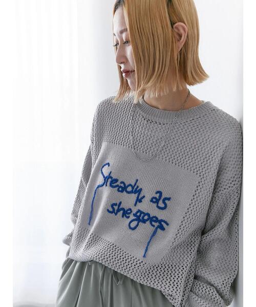 Samansa Mos2 blue(サマンサモスモスブルー)の「ロゴメッシュニットプルオーバー(ニット/セーター・レディース・サックスブルー/チャコールグレー/グレー/キナリ/イエロー・F)」の2枚目の写真