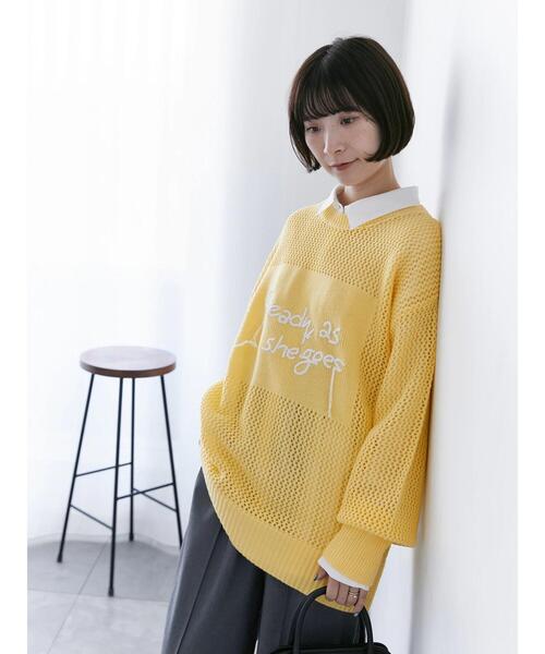 Samansa Mos2 blue(サマンサモスモスブルー)の「ロゴメッシュニットプルオーバー(ニット/セーター・レディース・サックスブルー/チャコールグレー/グレー/キナリ/イエロー・F)」の5枚目の写真