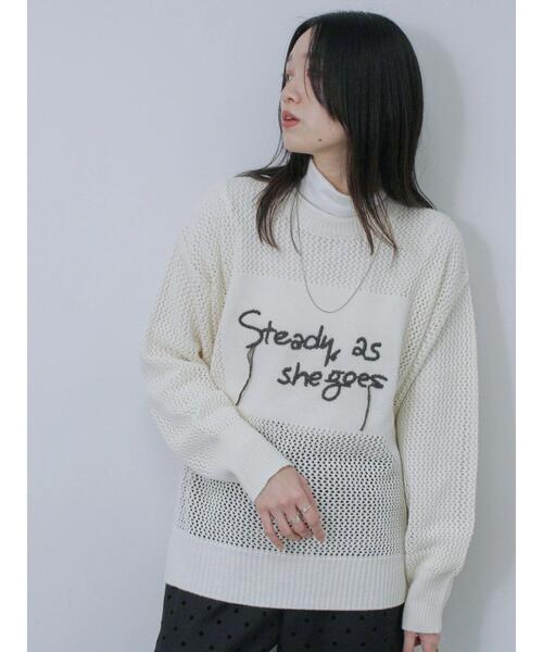 Samansa Mos2 blue(サマンサモスモスブルー)の「ロゴメッシュニットプルオーバー(ニット/セーター・レディース・サックスブルー/チャコールグレー/グレー/キナリ/イエロー・F)」の3枚目の写真