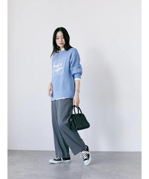 Samansa Mos2 blue(サマンサモスモスブルー)の「ロゴメッシュニットプルオーバー(ニット/セーター・レディース・サックスブルー/チャコールグレー/グレー/キナリ/イエロー・F)」の9枚目の写真