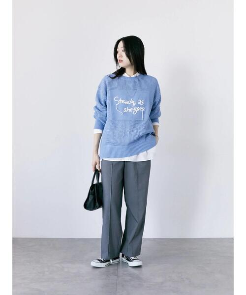 Samansa Mos2 blue(サマンサモスモスブルー)の「ロゴメッシュニットプルオーバー(ニット/セーター・レディース・サックスブルー/チャコールグレー/グレー/キナリ/イエロー・F)」の10枚目の写真