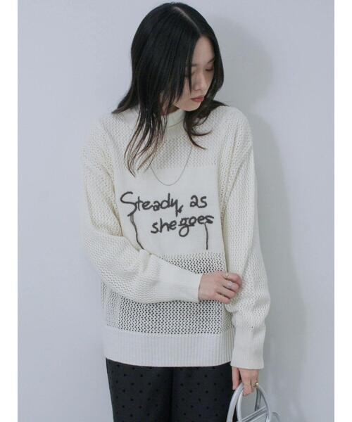 Samansa Mos2 blue(サマンサモスモスブルー)の「ロゴメッシュニットプルオーバー(ニット/セーター・レディース・サックスブルー/チャコールグレー/グレー/キナリ/イエロー・F)」の13枚目の写真