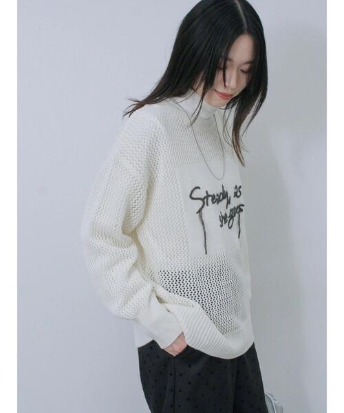 Samansa Mos2 blue(サマンサモスモスブルー)の「ロゴメッシュニットプルオーバー(ニット/セーター・レディース・サックスブルー/チャコールグレー/グレー/キナリ/イエロー・F)」の14枚目の写真