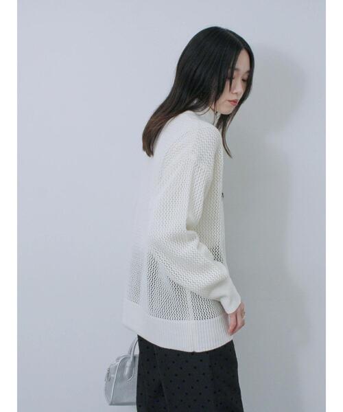 Samansa Mos2 blue(サマンサモスモスブルー)の「ロゴメッシュニットプルオーバー(ニット/セーター・レディース・サックスブルー/チャコールグレー/グレー/キナリ/イエロー・F)」の15枚目の写真