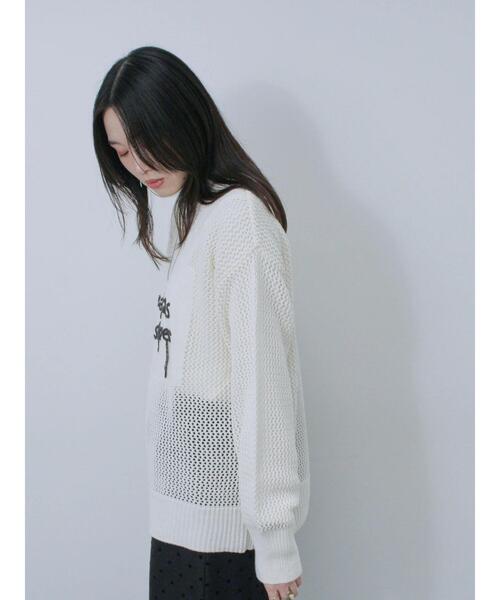 Samansa Mos2 blue(サマンサモスモスブルー)の「ロゴメッシュニットプルオーバー(ニット/セーター・レディース・サックスブルー/チャコールグレー/グレー/キナリ/イエロー・F)」の19枚目の写真