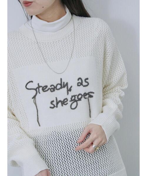 Samansa Mos2 blue(サマンサモスモスブルー)の「ロゴメッシュニットプルオーバー(ニット/セーター・レディース・サックスブルー/チャコールグレー/グレー/キナリ/イエロー・F)」の21枚目の写真