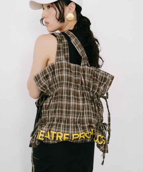 THEATRE PRODUCTS(シアタープロダクツ)の「チェックトートバッグ(トートバッグ・レディース・ネイビー/ベージュ・FREE)」の2枚目の写真