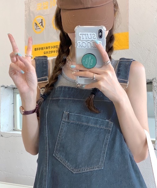 SHEPP(シープ)の「アシンメトリーポケット Iラインデニムジャンパースカート(ジャンパースカート・レディース・サックスブルー/ブルー・M/L)」の11枚目の写真