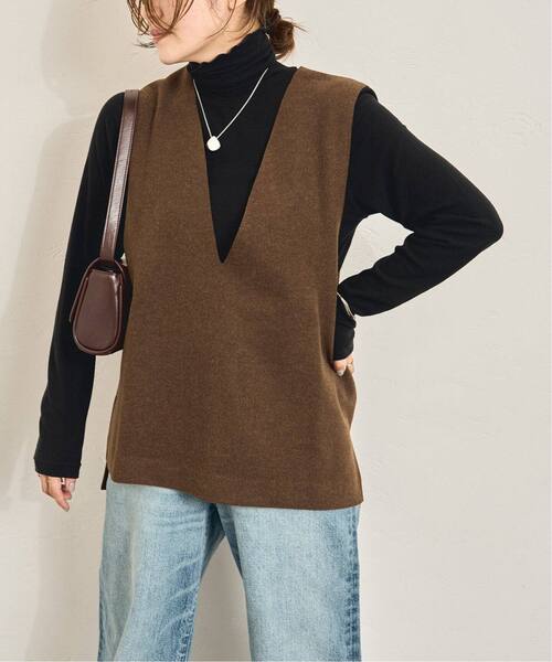 JOURNAL STANDARD（ジャーナルスタンダード）の「《追加》ウールライクVネックベスト（ベスト・レディース・ブラック/ブラウン・FREE）」の13枚目の写真