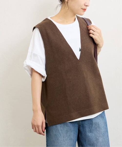 JOURNAL STANDARD（ジャーナルスタンダード）の「《追加》ウールライクVネックベスト（ベスト・レディース・ブラック/ブラウン・FREE）」の18枚目の写真