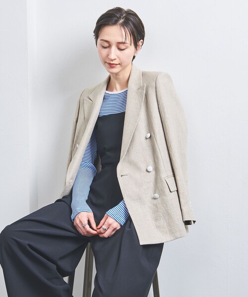 UNITED ARROWS（ユナイテッドアローズ）の「リネン ブレザー ジャケット（テーラードジャケット・レディース・オフホワイト/ナチュラル/ネイビー・34/36/38/40）」の4枚目の写真
