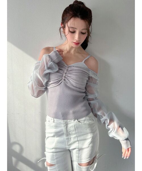 RESEXXY（リゼクシー）の「ポイントシアーニットトップス（ニット/セーター・レディース・ブルー/ブラック/アイボリー・FREE）」の14枚目の写真