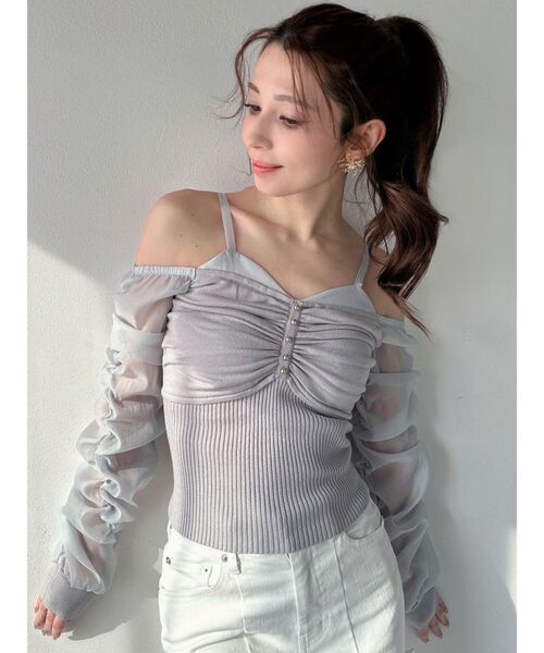 RESEXXY（リゼクシー）の「ポイントシアーニットトップス（ニット/セーター・レディース・ブルー/ブラック/アイボリー・FREE）」の15枚目の写真