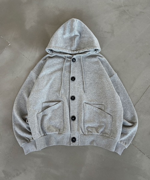 EPNK】Double pocket marble button hoodie / ダブルポケット