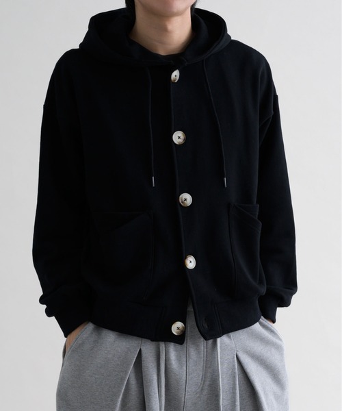 ダブルポケットマーブルボタンフーディ EPNK】Double pocket marble button hoodie / ダブルポケット