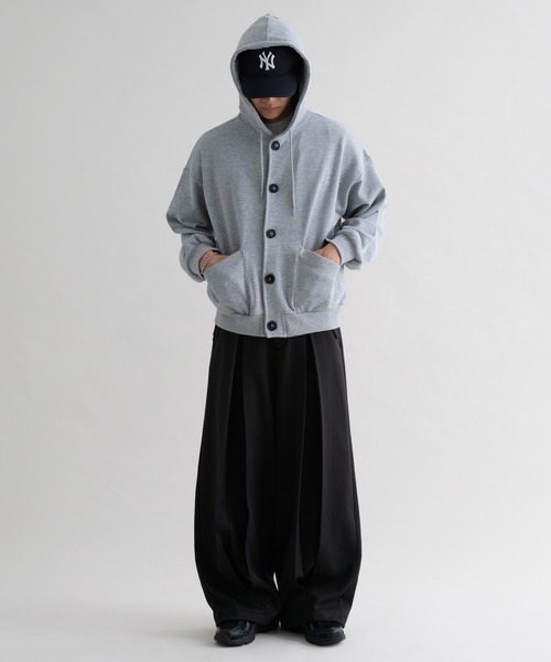 EPNK】Double pocket marble button hoodie / ダブルポケット