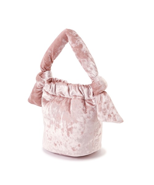 ROSE BUD（ローズバッド）の「ベロアギャザー巾着バッグ（ハンドバッグ・レディース・ブラック/ピンク・ONE SIZE）」の9枚目の写真