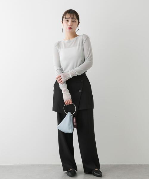 SENSE OF PLACE by URBAN RESEARCH(センスオブプレイスバイアーバンリサーチ)の「ラメシアーレイヤードトップ(Tシャツ/カットソー・レディース・イエロー/オフホワイト/グレー・ONE)」の22枚目の写真