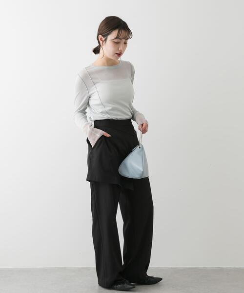 SENSE OF PLACE by URBAN RESEARCH(センスオブプレイスバイアーバンリサーチ)の「ラメシアーレイヤードトップ(Tシャツ/カットソー・レディース・イエロー/オフホワイト/グレー・ONE)」の21枚目の写真