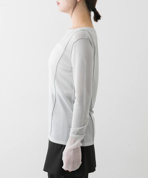 SENSE OF PLACE by URBAN RESEARCH(センスオブプレイスバイアーバンリサーチ)の「ラメシアーレイヤードトップ(Tシャツ/カットソー・レディース・イエロー/オフホワイト/グレー・ONE)」の18枚目の写真