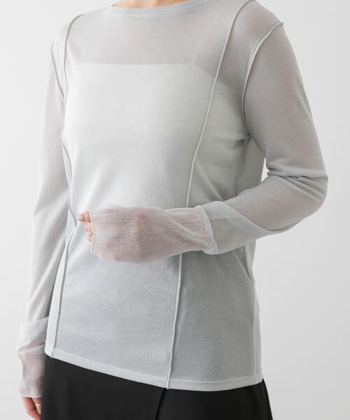 SENSE OF PLACE by URBAN RESEARCH(センスオブプレイスバイアーバンリサーチ)の「ラメシアーレイヤードトップ(Tシャツ/カットソー・レディース・イエロー/オフホワイト/グレー・ONE)」の16枚目の写真