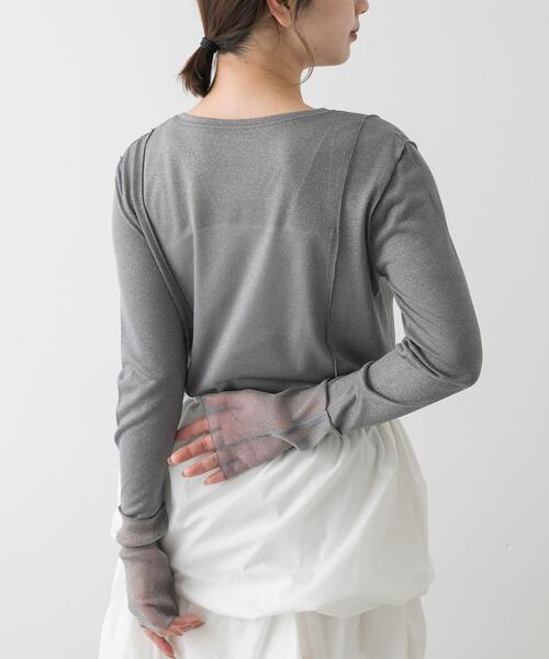 SENSE OF PLACE by URBAN RESEARCH(センスオブプレイスバイアーバンリサーチ)の「ラメシアーレイヤードトップ(Tシャツ/カットソー・レディース・イエロー/オフホワイト/グレー・ONE)」の10枚目の写真