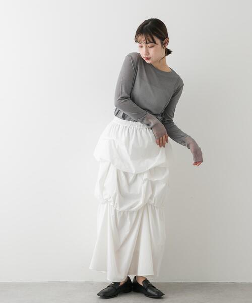 SENSE OF PLACE by URBAN RESEARCH(センスオブプレイスバイアーバンリサーチ)の「ラメシアーレイヤードトップ(Tシャツ/カットソー・レディース・イエロー/オフホワイト/グレー・ONE)」の8枚目の写真