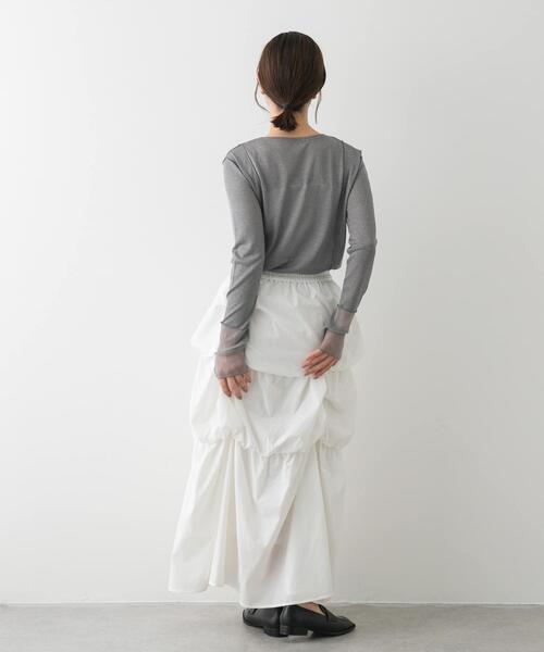 SENSE OF PLACE by URBAN RESEARCH(センスオブプレイスバイアーバンリサーチ)の「ラメシアーレイヤードトップ(Tシャツ/カットソー・レディース・イエロー/オフホワイト/グレー・ONE)」の6枚目の写真