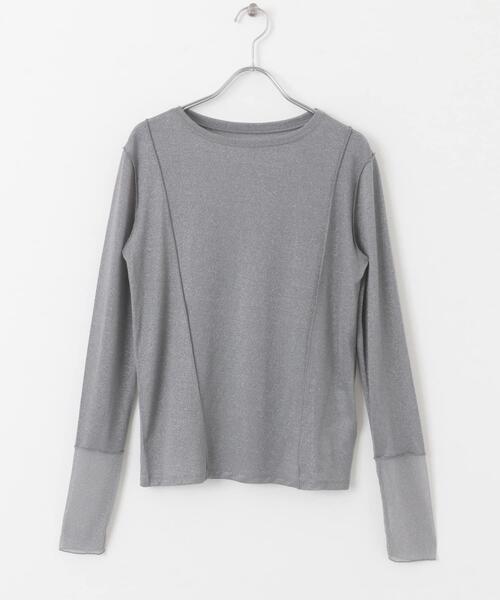 SENSE OF PLACE by URBAN RESEARCH(センスオブプレイスバイアーバンリサーチ)の「ラメシアーレイヤードトップ(Tシャツ/カットソー・レディース・イエロー/オフホワイト/グレー・ONE)」の5枚目の写真