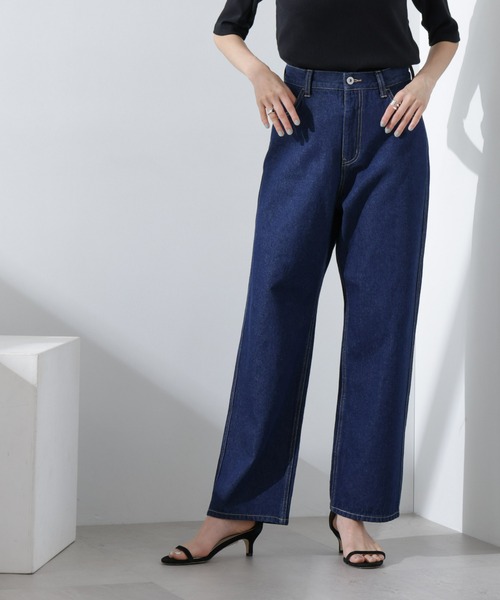 NANO universe（ナノユニバース）の「テーパードストレートデニムパンツ（セットアップ可）（デニムパンツ・レディース・ブルー/ダークネイビー・38/36）」の2枚目の写真